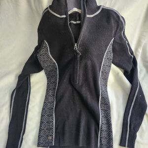 Athleta Black and Gray Cowl Neck Sweater